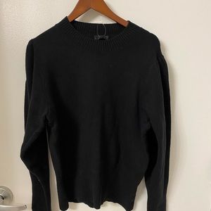 Black Jcrew Puff sleeve Crewneck sweater in super soft yarn